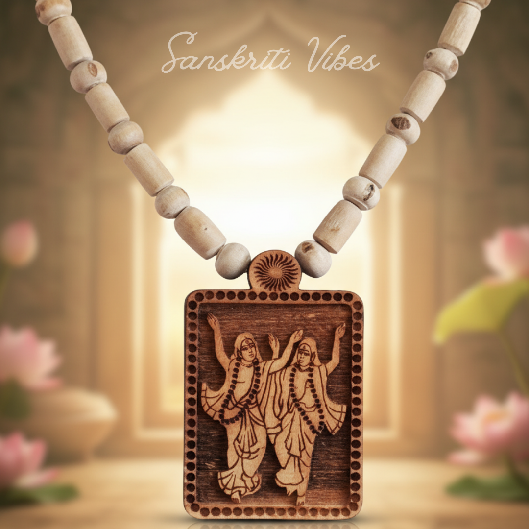 Shri Gaur Nitai Pure Tulsi Original Locket Mala | Sacred Tulsi Beads Rosary for Devotion, Meditation & Spiritual Growth - Retail Maharaj