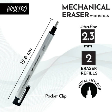 Brustro Mechanical Precision Retractable Eraser 2.3mm Ultra Fine Tip - Retail Maharaj