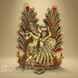 Dancing Radha Krishna with Peacock Decorative Showpiece 17 cm Aluminium Idol for Home Decor and Gifting - Retail Maharaj