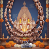 Silver Hare Krishna Maha Mantra Narshima Kavach with Radha Carved Kanthi Mala – 20 Inch 92.5% Pure Silver Tulsi Beads Spiritual Jewelry - Retail Maharaj
