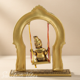 Bal Krishna Jhoola Showpiece for Gifting Metal Handicraft 9 Inches Aluminium Decorative Jhula Idol - Retail Maharaj