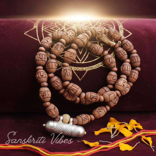 Narsimha Kavach Necklace with Shyma Original Tulsi Beads Mala – 20 Inch 92.5% Pure Silver Spiritual Jewelry - Retail Maharaj