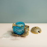 Metal Duck Shape Glass Bowl with Spoon Gold Finish Dry Fruit and Saunf Supari Tray Decorative Showpiece for Home and Office - Retail Maharaj