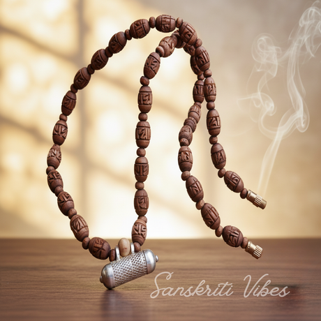 Narsimha Kavach Necklace with Shyma Original Tulsi Beads Mala – 20 Inch 92.5% Pure Silver Spiritual Jewelry - Retail Maharaj