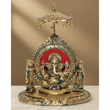 Riddhi Siddhi Ganesha Metal Statue for Temple Pooja – Handcrafted Aluminium Ganpati Idol for Worship & Home Decor (Glossy Finish, Made in India)