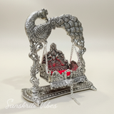 Metal Laddu Gopal Jhula – Silver-Plated Decorative Krishna Palna for Home, Temple, Office & Festive Gifting - Retail Maharaj