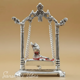 Laddu Gopal on Jhulla Palana Gold Plated Metal Statue Krishna Murti Showpiece for Home, Office Table & Car Dashboard Decor - Retail Maharaj