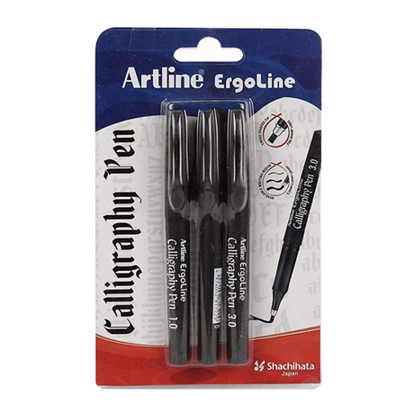 Artline Ergoline Calligraphy Pen Set – 1.0, 2.0, and 3.0 mm Tips, Black - Retail Maharaj