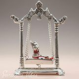 Laddu Gopal on Jhulla Palana Gold Plated Metal Statue Krishna Murti Showpiece for Home, Office Table & Car Dashboard Decor - Retail Maharaj