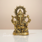 Metal Ganesha Idols Ganpati Decoration Statue For Home 19 Cm Height 12 Cm Width 520 Gm Aluminium Handcrafted Ganesh Murti For Pooja Room And Gift - Retail Maharaj