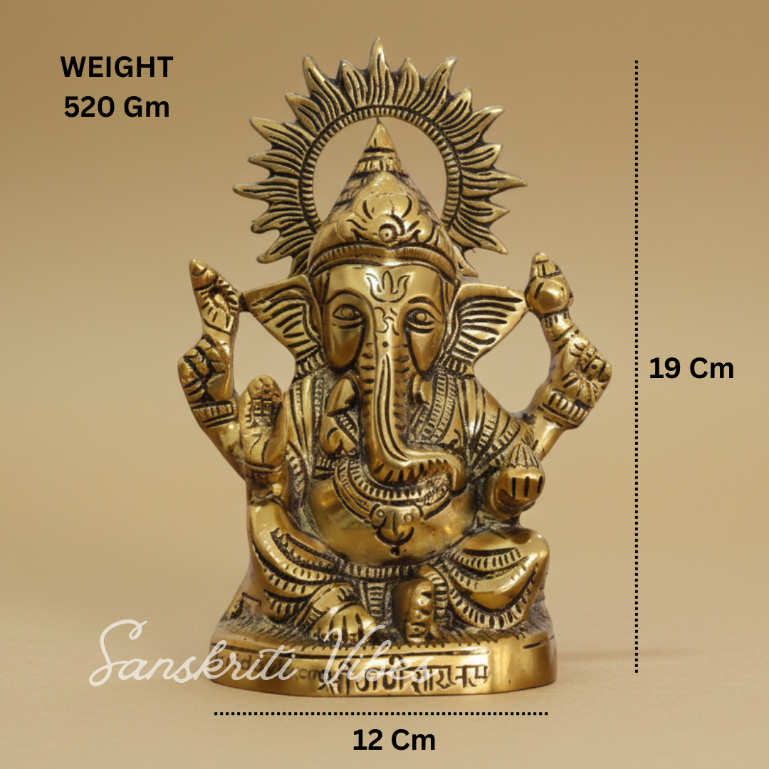 Metal Ganesha Idols Ganpati Decoration Statue For Home 19 Cm Height 12 Cm Width 520 Gm Aluminium Handcrafted Ganesh Murti For Pooja Room And Gift - Retail Maharaj