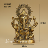 Metal Ganesha Idols Ganpati Decoration Statue For Home 19 Cm Height 12 Cm Width 520 Gm Aluminium Handcrafted Ganesh Murti For Pooja Room And Gift - Retail Maharaj