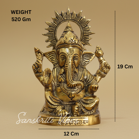 Metal Ganesha Idols Ganpati Decoration Statue For Home 19 Cm Height 12 Cm Width 520 Gm Aluminium Handcrafted Ganesh Murti For Pooja Room And Gift - Retail Maharaj