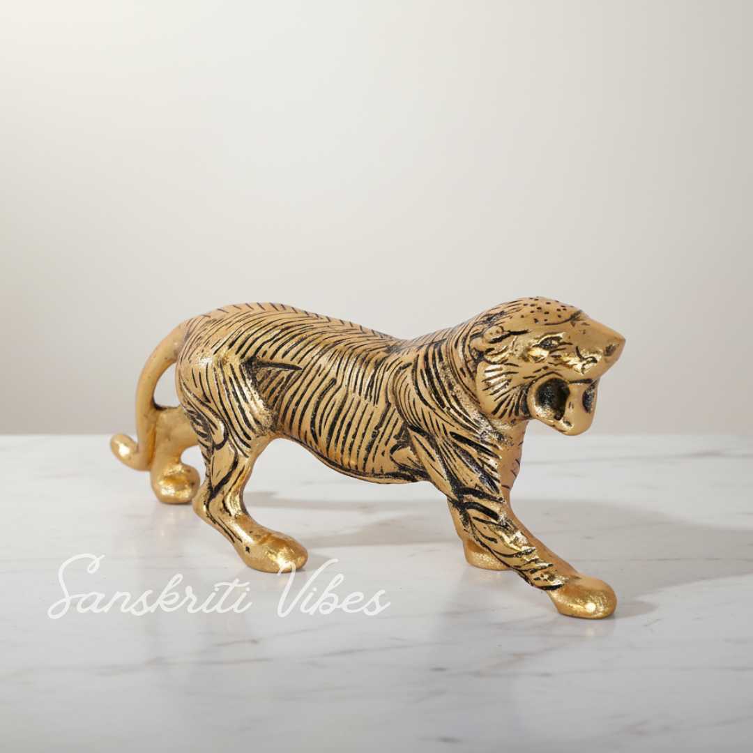 Metal Tiger/Lion Statue Decorative Showpiece for Table and Car Dashboard - Retail Maharaj