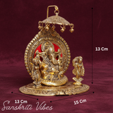 Riddhi Siddhi Ganesha Metal Statue for Temple Pooja – Handcrafted Aluminium Ganpati Idol for Worship & Home Decor (Glossy Finish, Made in India)