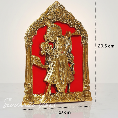 Shree Nathji / Krishna Metal Statue – 20.5 cm Glossy Finish Handcrafted Murti for Pooja, Home Décor & Religious Gift | - Retail Maharaj