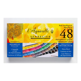 Sennelier l'Aquarelle French Artists' Watercolor Set of 48 Half Pans in Metal Box - Retail Maharaj