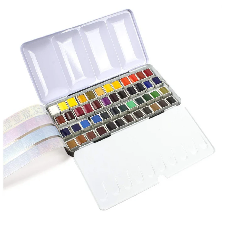 Sennelier l'Aquarelle French Artists' Watercolor Set of 48 Half Pans in Metal Box - Retail Maharaj