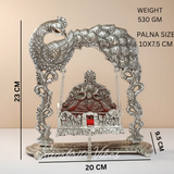 Metal Laddu Gopal Jhula – Silver-Plated Decorative Krishna Palna for Home, Temple, Office & Festive Gifting - Retail Maharaj
