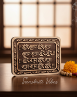 Hare Krishna Hare Ram Maha-Mantra Naam Sewa – 3×4 Inch Neem Wood Spiritual Plaque - Retail Maharaj