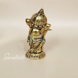 Metal Ganesha Playing Flute Murti Aluminium Ganpati Statue For Home Decor Pooja Room And Gifting - Retail Maharaj