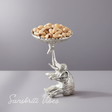 Metal Elephant Dry Fruit Bowl Showpiece Silver Polish Decorative Bowl for Home and Office Table - Retail Maharaj