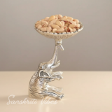 Metal Elephant Dry Fruit Bowl Showpiece Silver Polish Decorative Bowl for Home and Office Table - Retail Maharaj