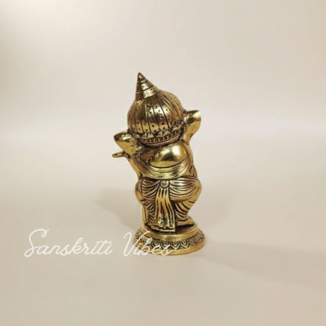 Metal Ganesha Playing Flute Murti Aluminium Ganpati Statue For Home Decor Pooja Room And Gifting - Retail Maharaj