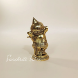 Metal Ganesha Playing Flute Murti Aluminium Ganpati Statue For Home Decor Pooja Room And Gifting - Retail Maharaj