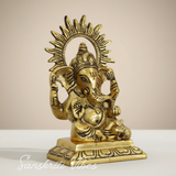 White Metal Gold Plated Ganesh Sitting On Chocki Showpiece Idol For Home Decor And Gift Purpose Decorative Showpiece 15 Cm Aluminium Ganpati Murti - Retail Maharaj