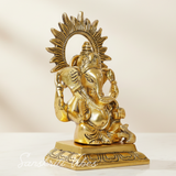 White Metal Gold Plated Ganesh Sitting On Chocki Showpiece Idol For Home Decor And Gift Purpose Decorative Showpiece 15 Cm Aluminium Ganpati Murti - Retail Maharaj