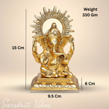 White Metal Gold Plated Ganesh Sitting On Chocki Showpiece Idol For Home Decor And Gift Purpose Decorative Showpiece 15 Cm Aluminium Ganpati Murti - Retail Maharaj
