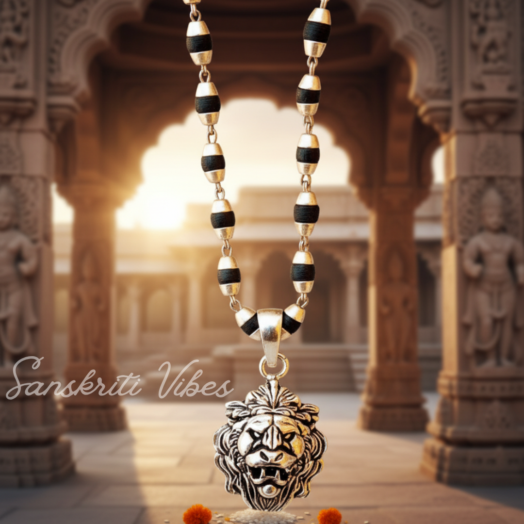Narasimha Sterling Silver Pendant Locket Mala – 20 Inch 92.5% Pure Silver Spiritual Necklace - Retail Maharaj