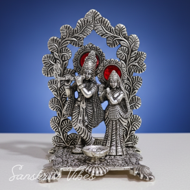 Premium Glossy Metal Radha Krishna Idol | Aluminium Decorative Murti for Home & Gift - Retail Maharaj