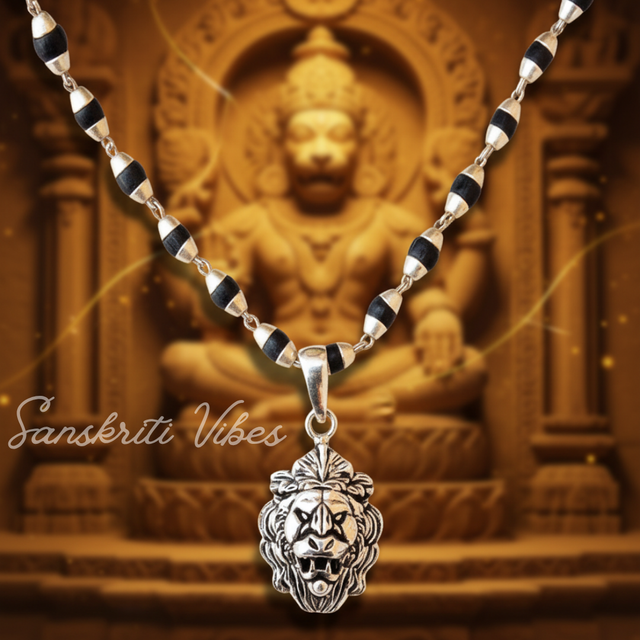 Narasimha Sterling Silver Pendant Locket Mala – 20 Inch 92.5% Pure Silver Spiritual Necklace - Retail Maharaj