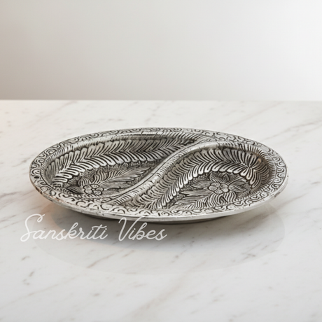 Metal Decorative Tray for Tableware Dry Fruit Tray for Saunf Supari Candy and Sweets Serving - Retail Maharaj