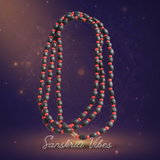 2 Round Dark Shyama Tulsi Beads and Orange Crystal Kanthi Mala – Eye Catching, Premium Quality - Retail Maharaj