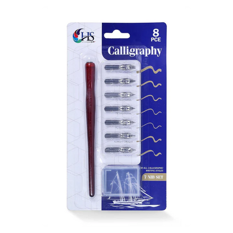 HS Calligraphy Dip Pen Set with 7 Nibs and Holder for Art and Writing - Retail Maharaj