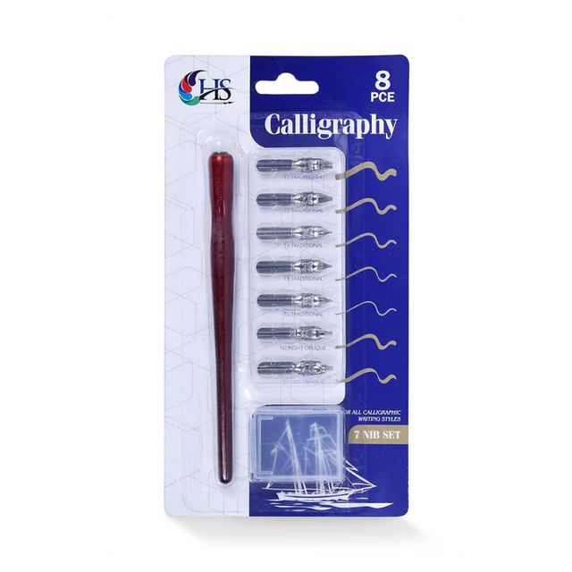 HS Calligraphy Dip Pen Set with 7 Nibs and Holder for Art and Writing - Retail Maharaj