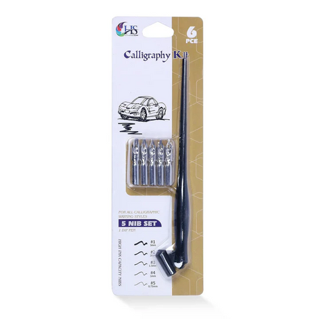 HS Oblique Calligraphy Pen Set with 5 Nibs – Ideal for Calligraphy Practice and Professional Work - Retail Maharaj
