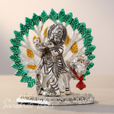 Silver-Plated Metal Kalpavriksha Tree with Cow & Krishna Idol | Home Decorative Religious Showpiece for Puja Room & Gifting - Retail Maharaj