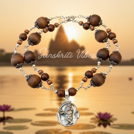 Shri Krishna Silver Pendant Necklace Mala | Handcrafted Spiritual Tulsi & Silver Devotional Necklace - Retail Maharaj
