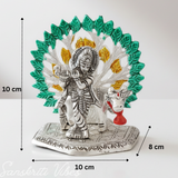 Silver-Plated Metal Kalpavriksha Tree with Cow & Krishna Idol | Home Decorative Religious Showpiece for Puja Room & Gifting - Retail Maharaj