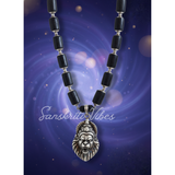 Narsimha Locket with Silver Capped Black Tulsi Beads Mala | Super Power & Classic Spiritual Necklace - Retail Maharaj
