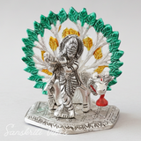 Silver-Plated Metal Kalpavriksha Tree with Cow & Krishna Idol | Home Decorative Religious Showpiece for Puja Room & Gifting - Retail Maharaj