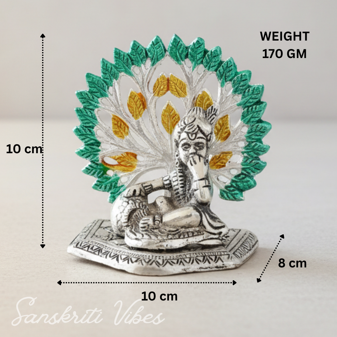 Golden Metal Kalpavriksha Tree with Matki Krishna Idol | Silver-Plated Decorative Religious Showpiece for Home & Puja Room - Retail Maharaj