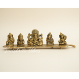 White Metal Gold Plated Ganesha On Leaf With Musical Instrument Metal Statue For Pooja Home Decor And Gift Purpose - Retail Maharaj
