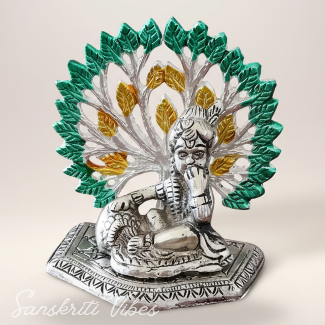 Golden Metal Kalpavriksha Tree with Matki Krishna Idol | Silver-Plated Decorative Religious Showpiece for Home & Puja Room - Retail Maharaj
