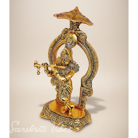 Glossy Metal Krishna Statue | Premium Krishna Murti for Home Temple, Puja Decor & Gifting - Retail Maharaj