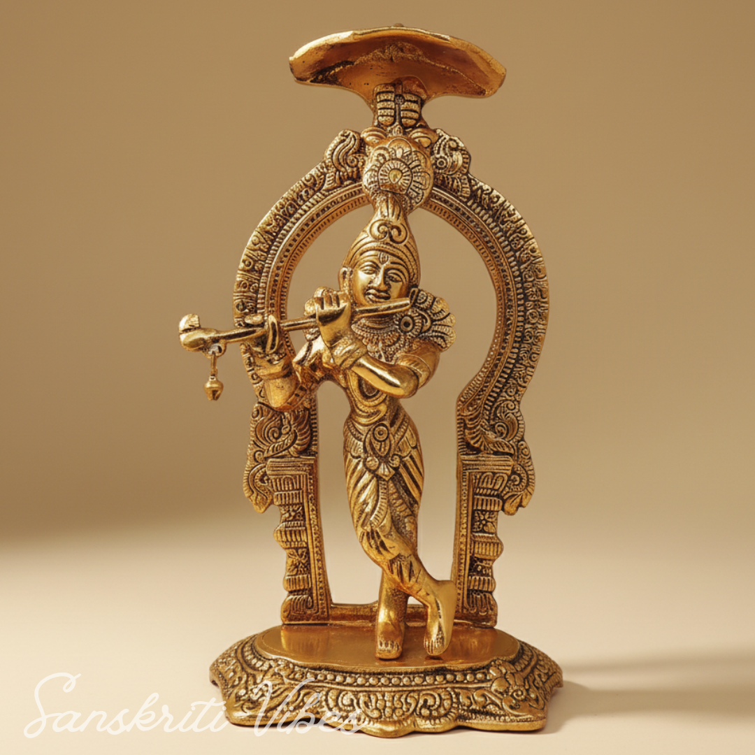 Glossy Metal Krishna Statue | Premium Krishna Murti for Home Temple, Puja Decor & Gifting - Retail Maharaj